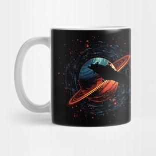 Roci flying by Saturn - Sci-fi Mug